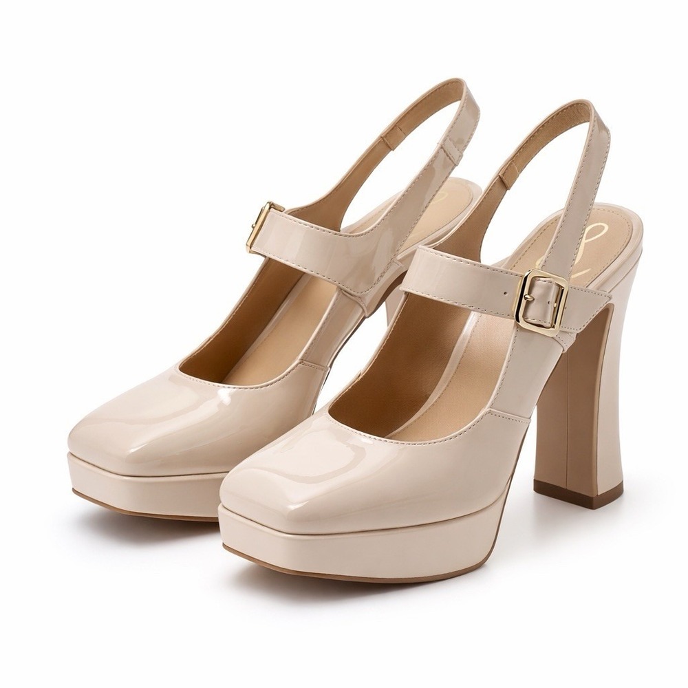 Sam Edelman Jildie Platform Slingback Pump Mary Jane Heels 10.5 Cream SWIFTIE